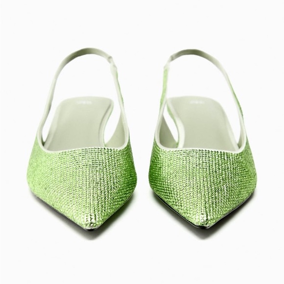 ZARA Leather Rhinestone Slingbacks - Price Firm - Picture 5 of 12